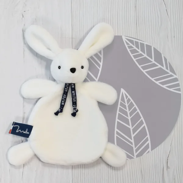 Doudou Plat Lapin Dorlotin Blanc Ma Lou Tradition Doudous Bio Et