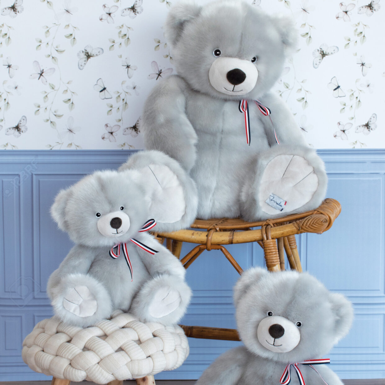 L ours Français Ours en peluche Gris Perle Maïlou Tradition