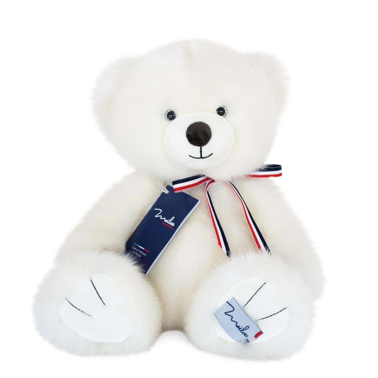 L ours Français Ours en peluche Blanc poudré Maïlou Tradition