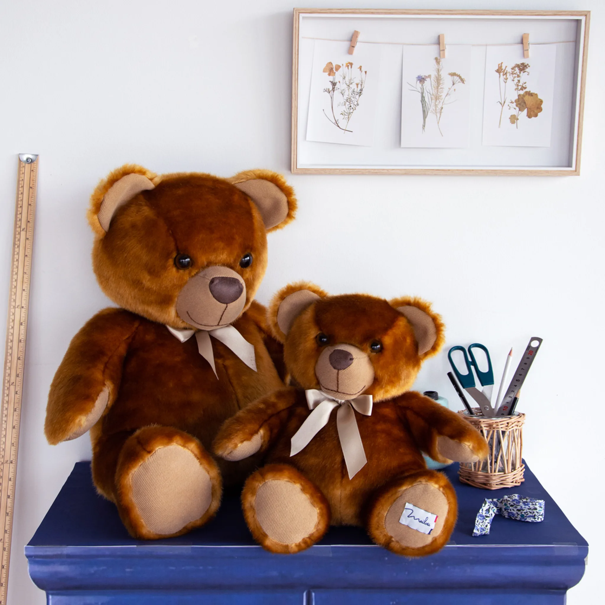 Ours peluche marron Couture – Maïlou fabriqué main - 35 cm – Image 3