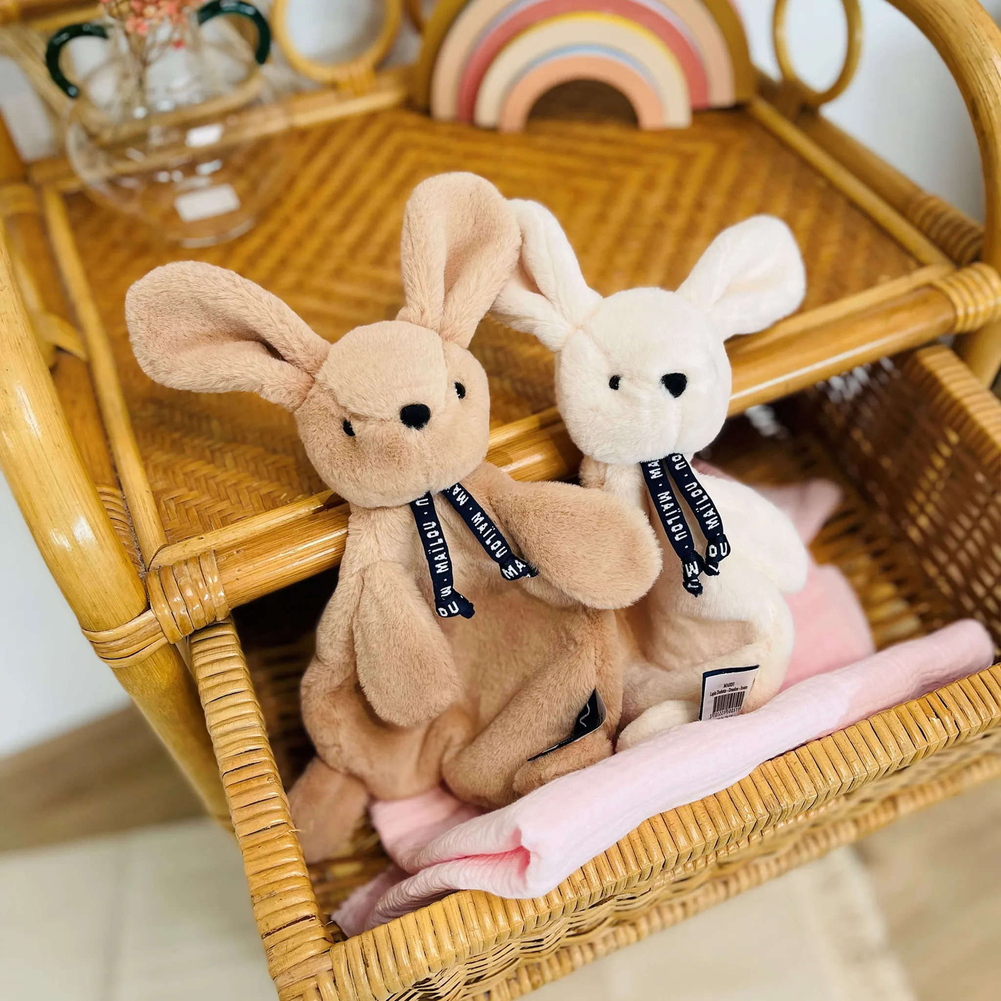 Doudou Lapin ivoire Dorlotin 22 cm - Fait main en France – Image 6