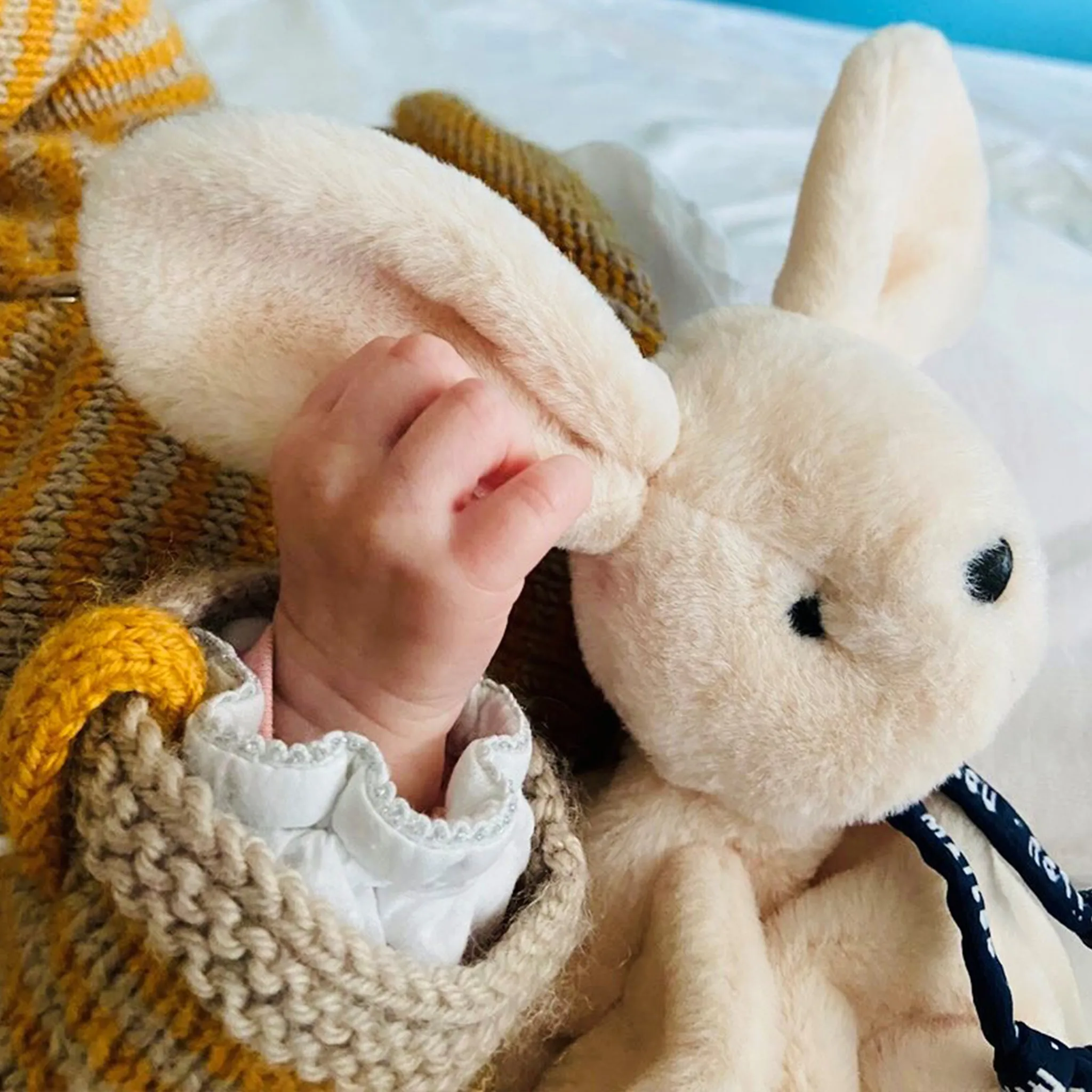 Doudou plat Lapin beige Dorlotin 22 cm - Tout doux pour bébé – Image 2
