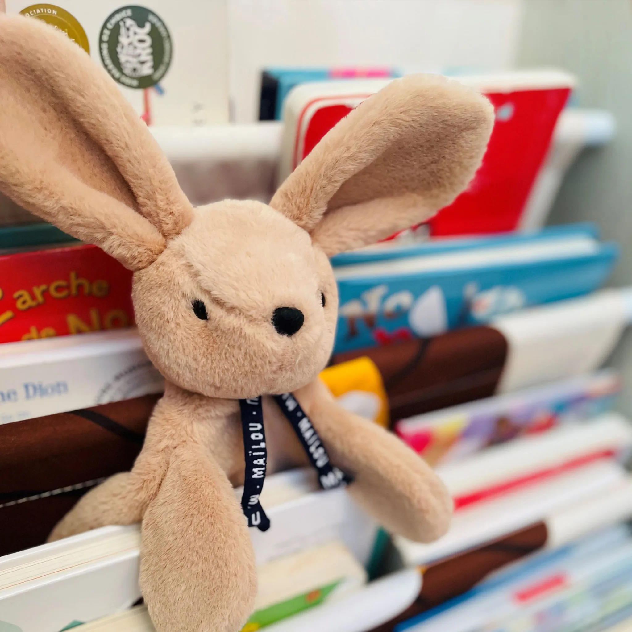 Doudou plat Lapin beige Dorlotin 22 cm - Tout doux pour bébé – Image 6