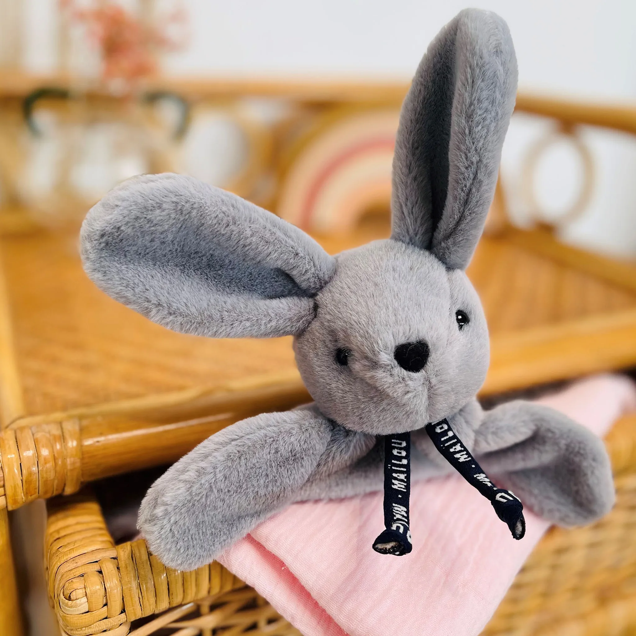Doudou Lapin gris Dorlotin 22 cm - Compagnon tout doux – Image 2