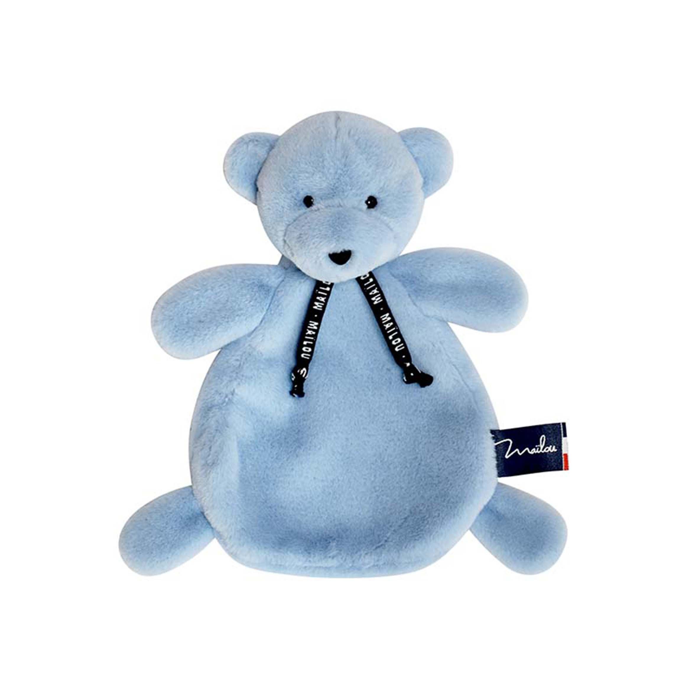 Doudou plat ours bleu – Dorlotin fabriqué en Bretagne