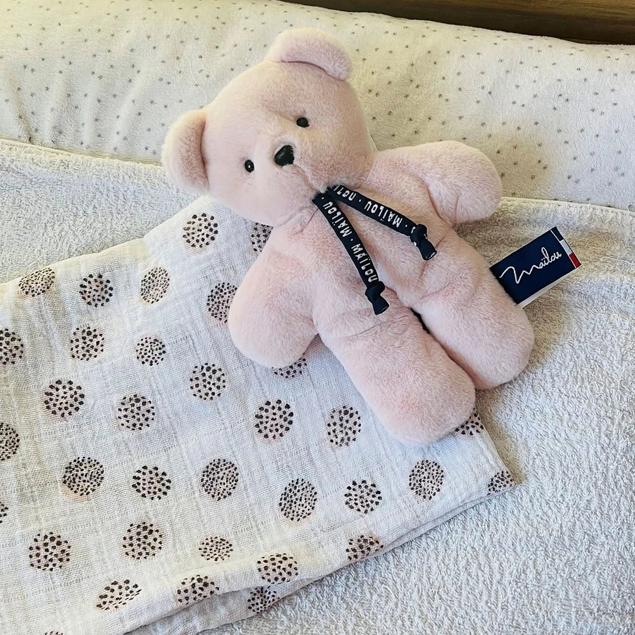 Doudou ours rose artisanal – Peluche Dorlotin Bretagne – Image 4