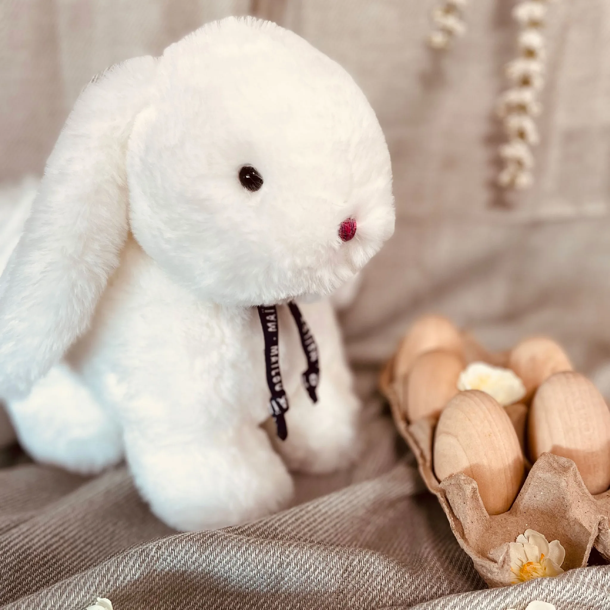 Peluche Lapin Merlin Blanc - Lapin Made in France