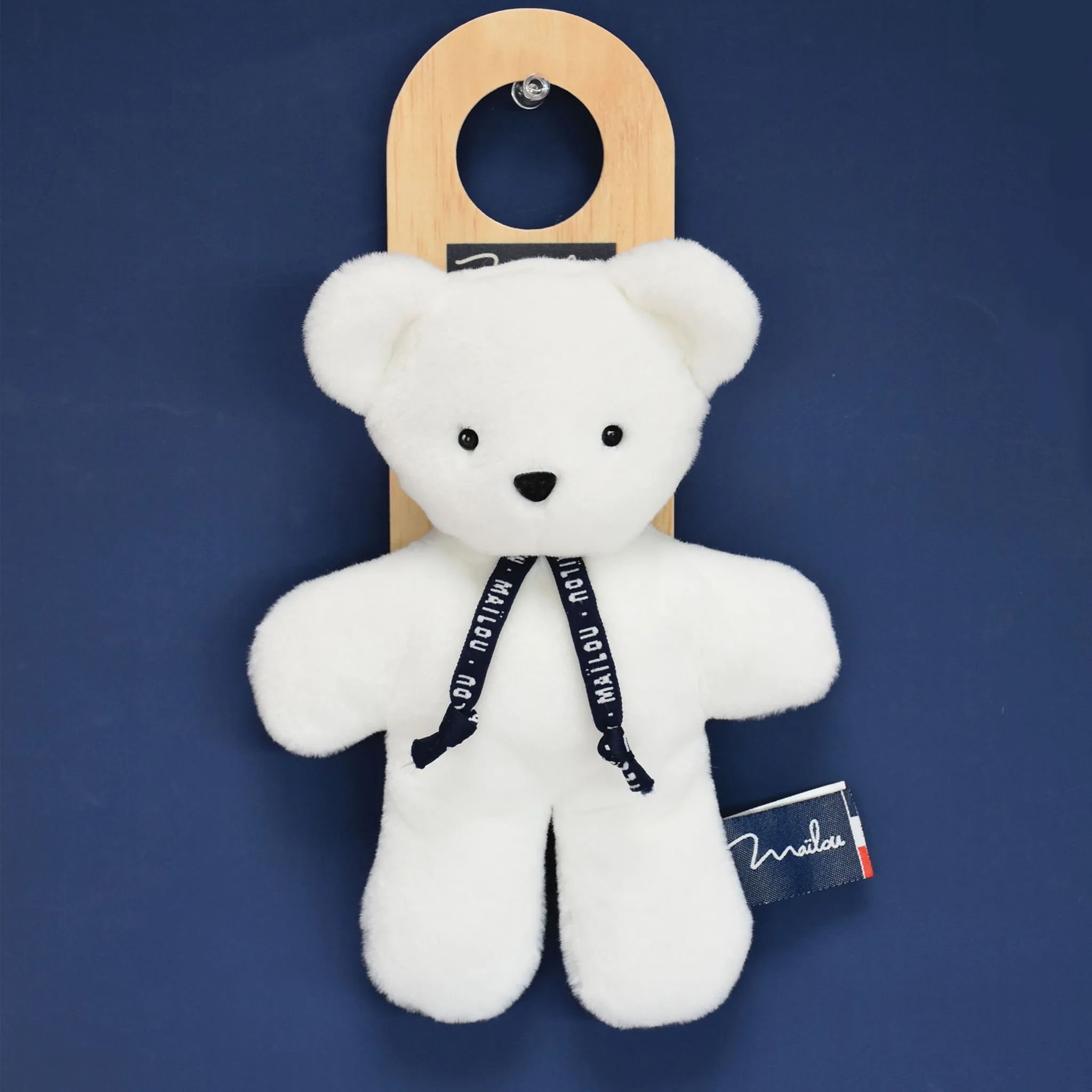 Doudou ours blanc artisanal – Peluche Dorlotin Bretagne – Image 2