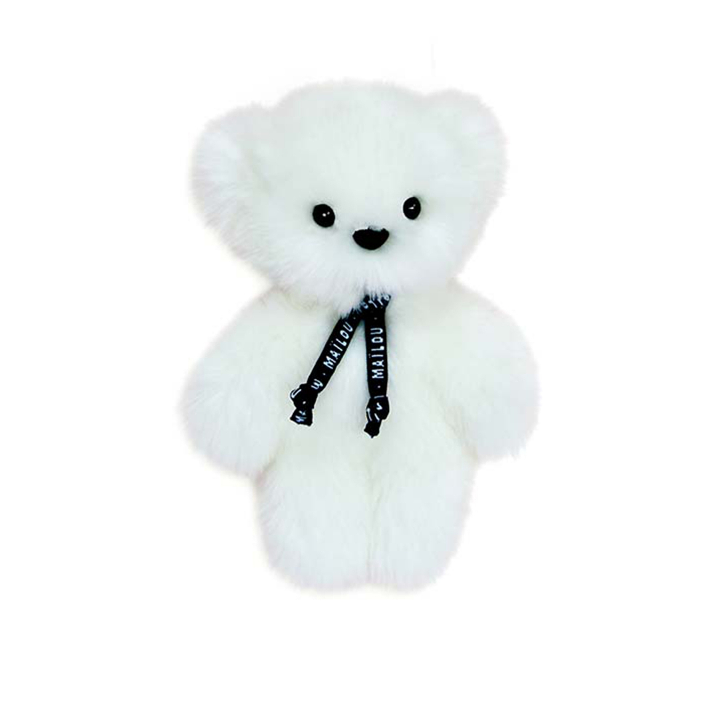 Petit Frenchie Peluche Ours 20 cm - Ours blanc fait main