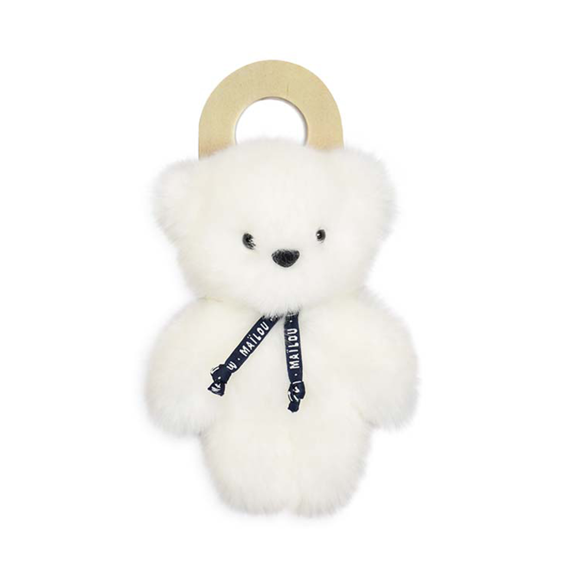 Doudou ours blanc fait main Petit Frenchie Bretagne