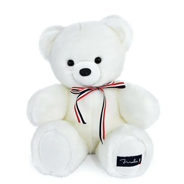 L'ours personnalisé - Peluche Je t'Aime - Ours en peluche Blanc neige - 65  cm - Maïlou Tradition - Doudous Bio et Peluches Made In France