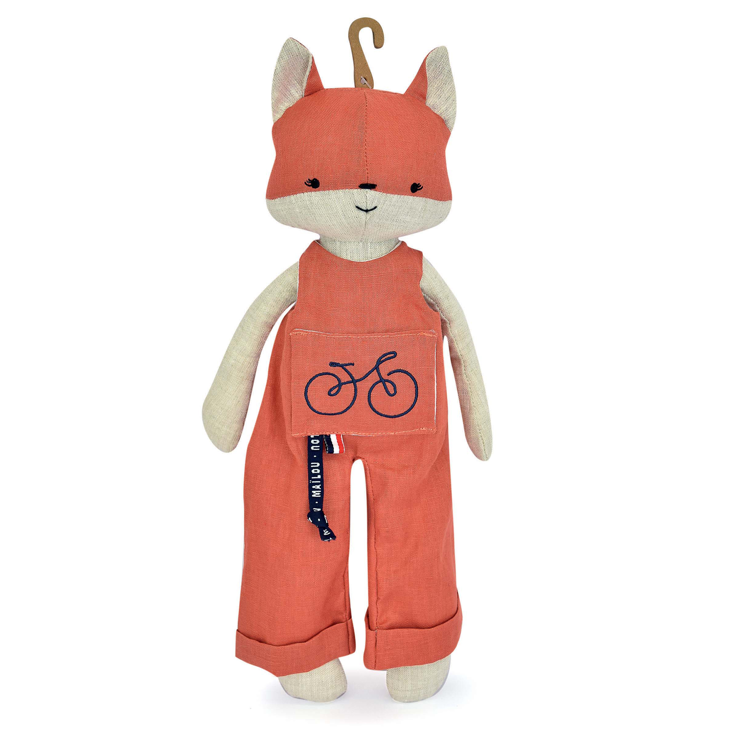 Peluche Renard Perlipopette lin orange