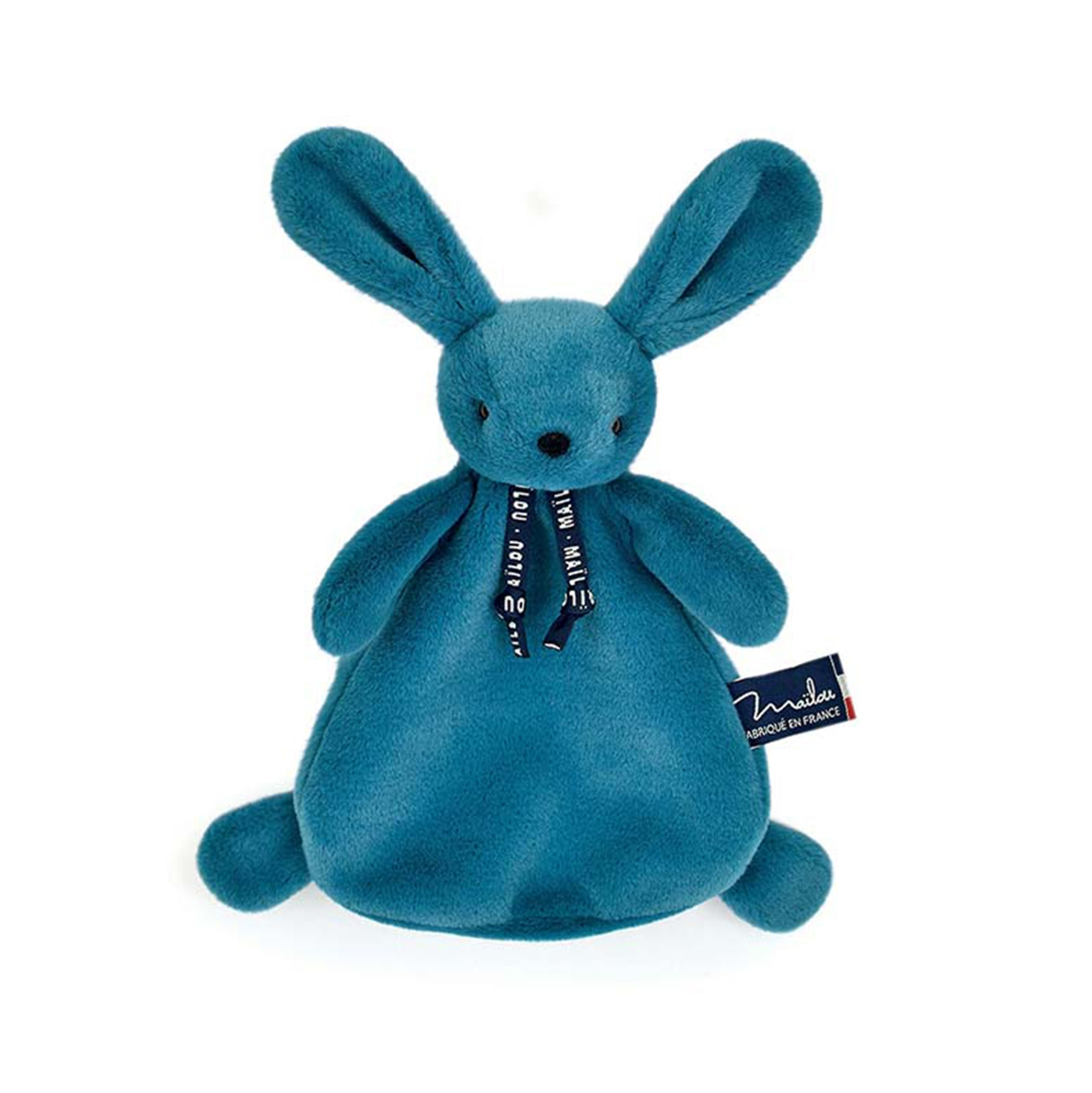 Doudou lapin bleu minéral fait main - Collection Dorlotin