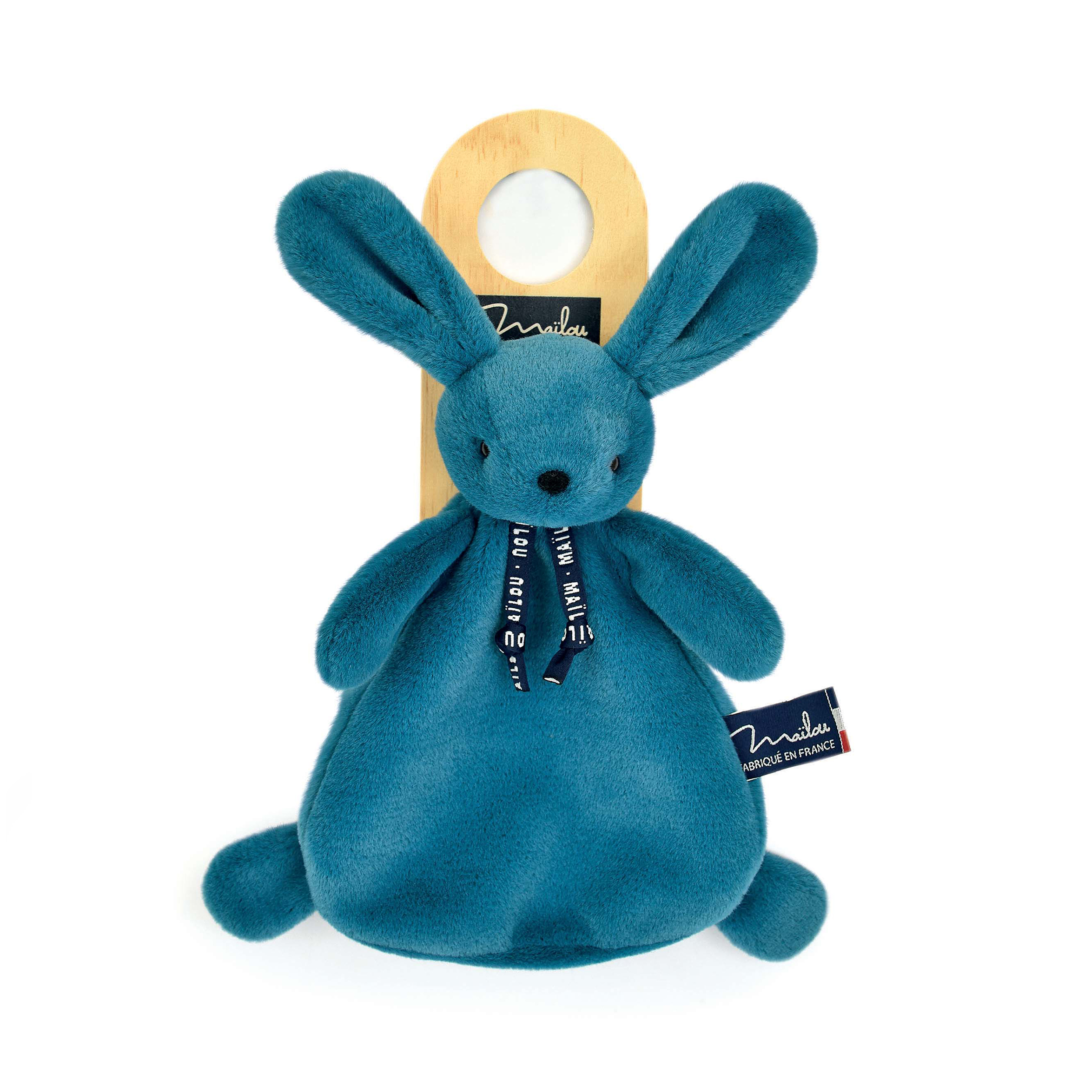 Doudou lapin bleu minéral fait main Dorlotin