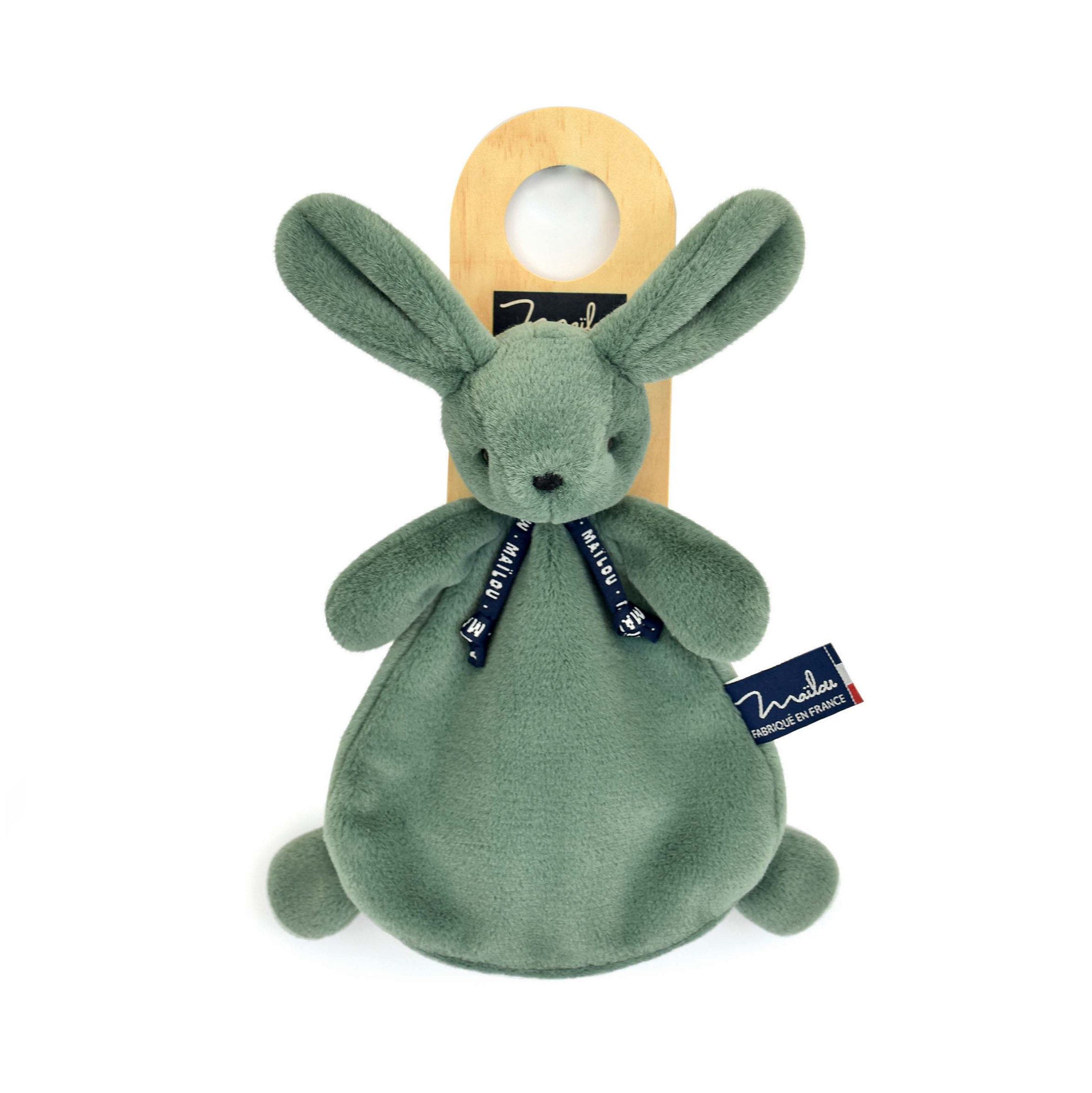 Doudou Lapin vert sauge fait main Dorlotin