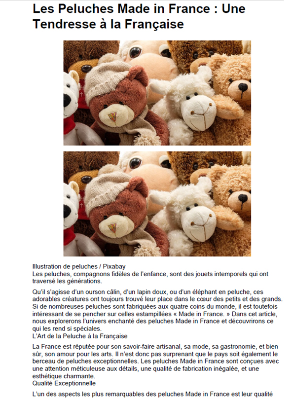 Ours Français, Made in France, Fabriqué en France, Peluche, peluche française, Maïlou tradition