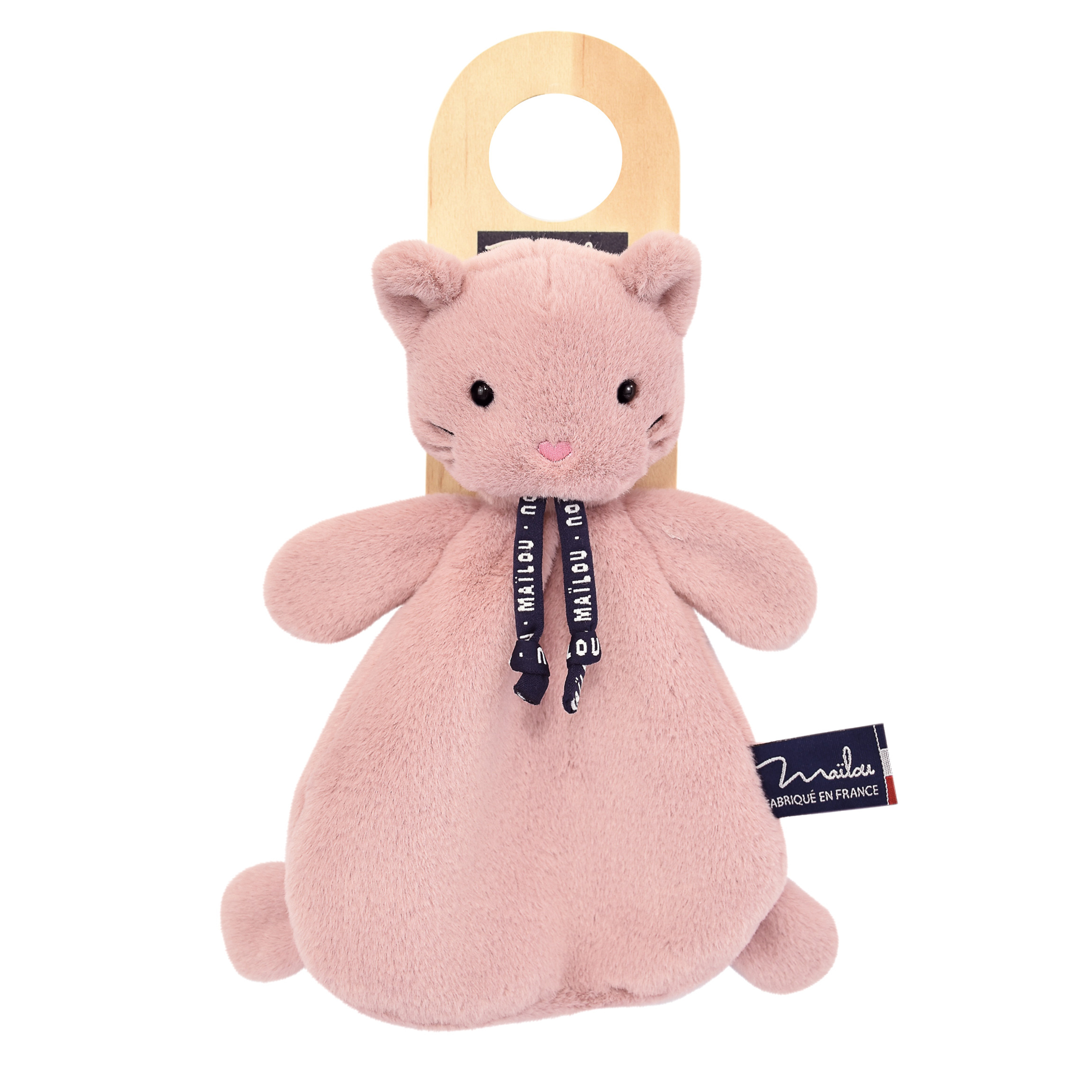 Doudou Chat Rose Dorlotin fait main en Bretagne, 24 cm