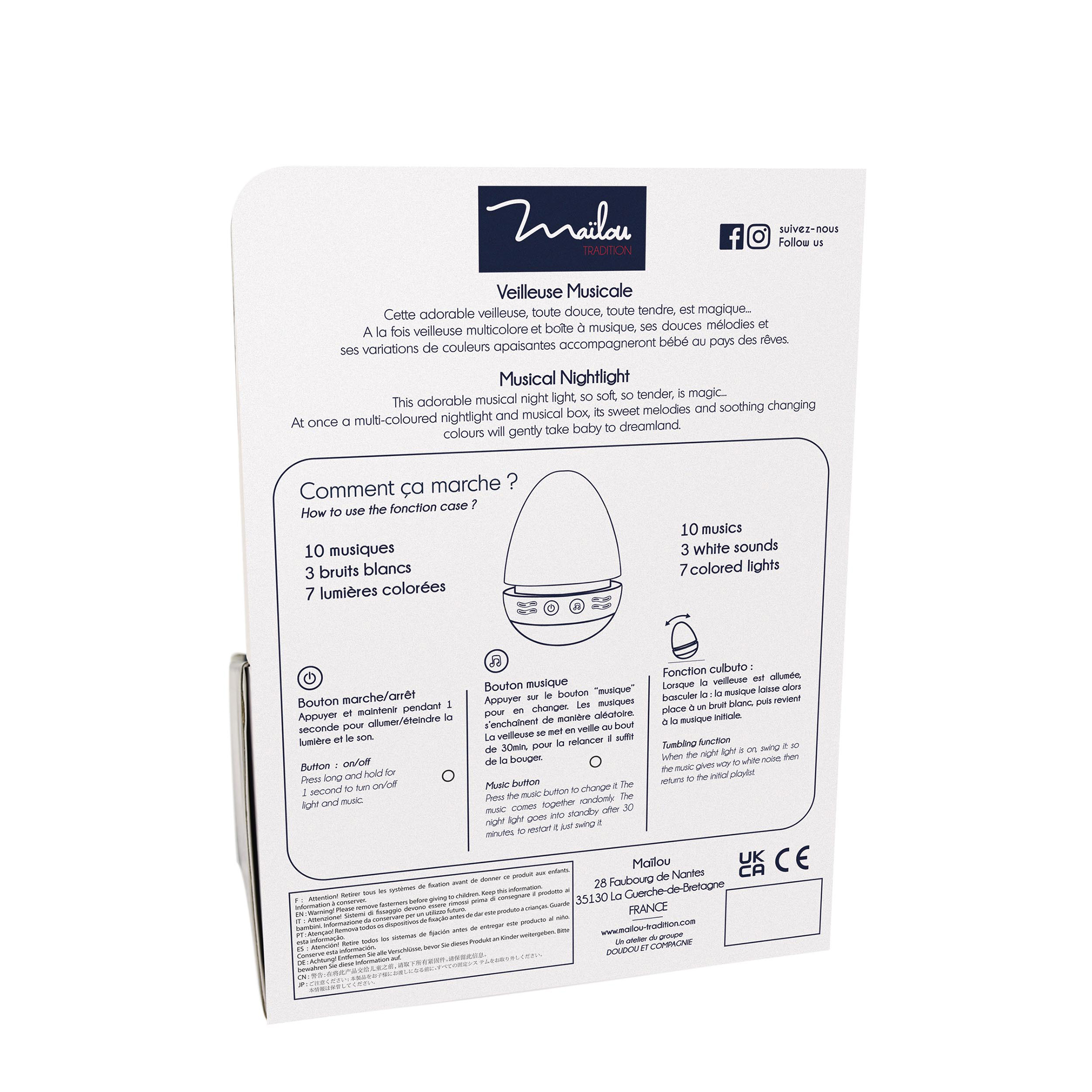 Veilleuse Musicale Renard Roux – doudou lumineux 16 cm – Image 5