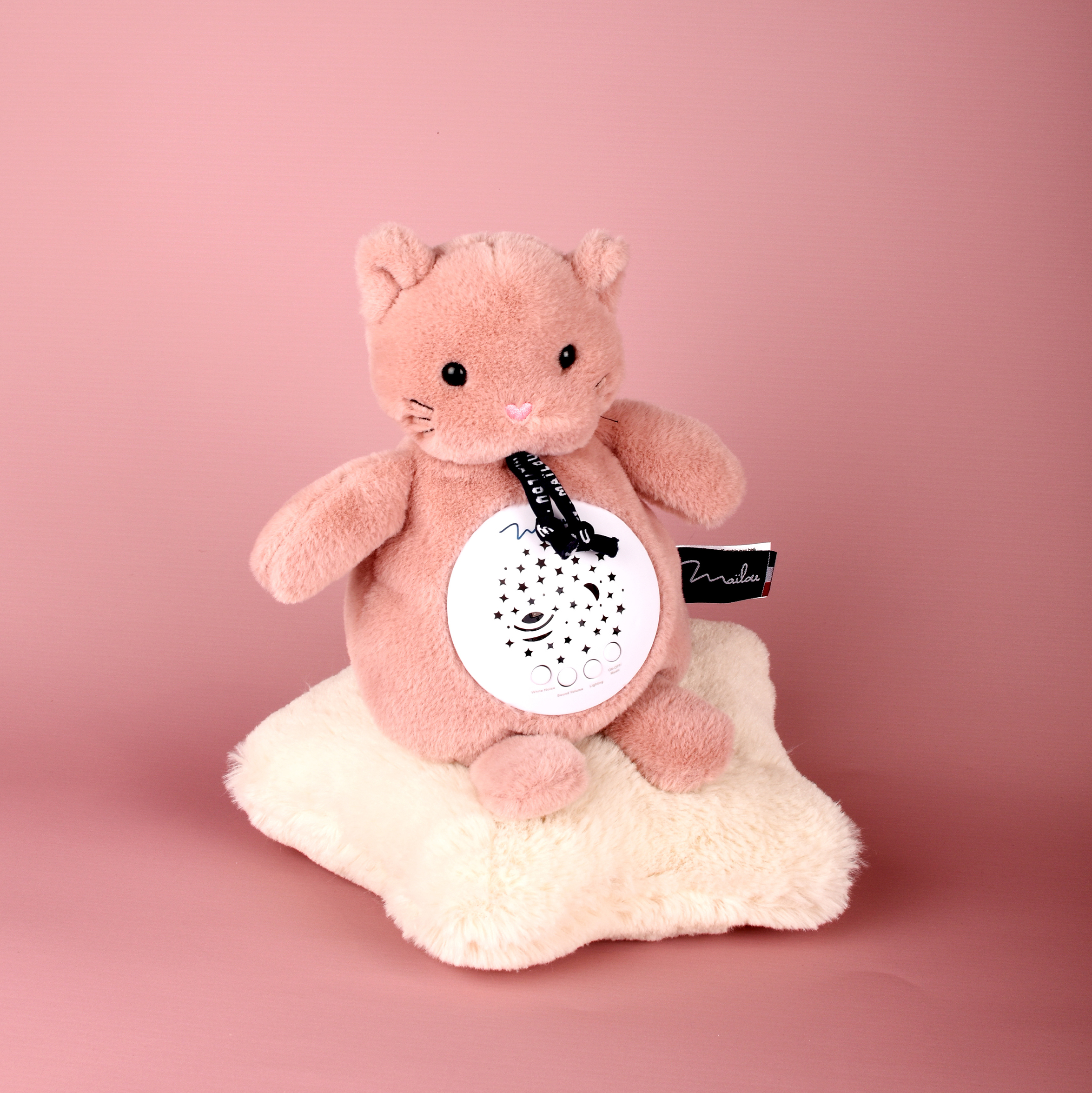 Veilleuse peluche chat rose