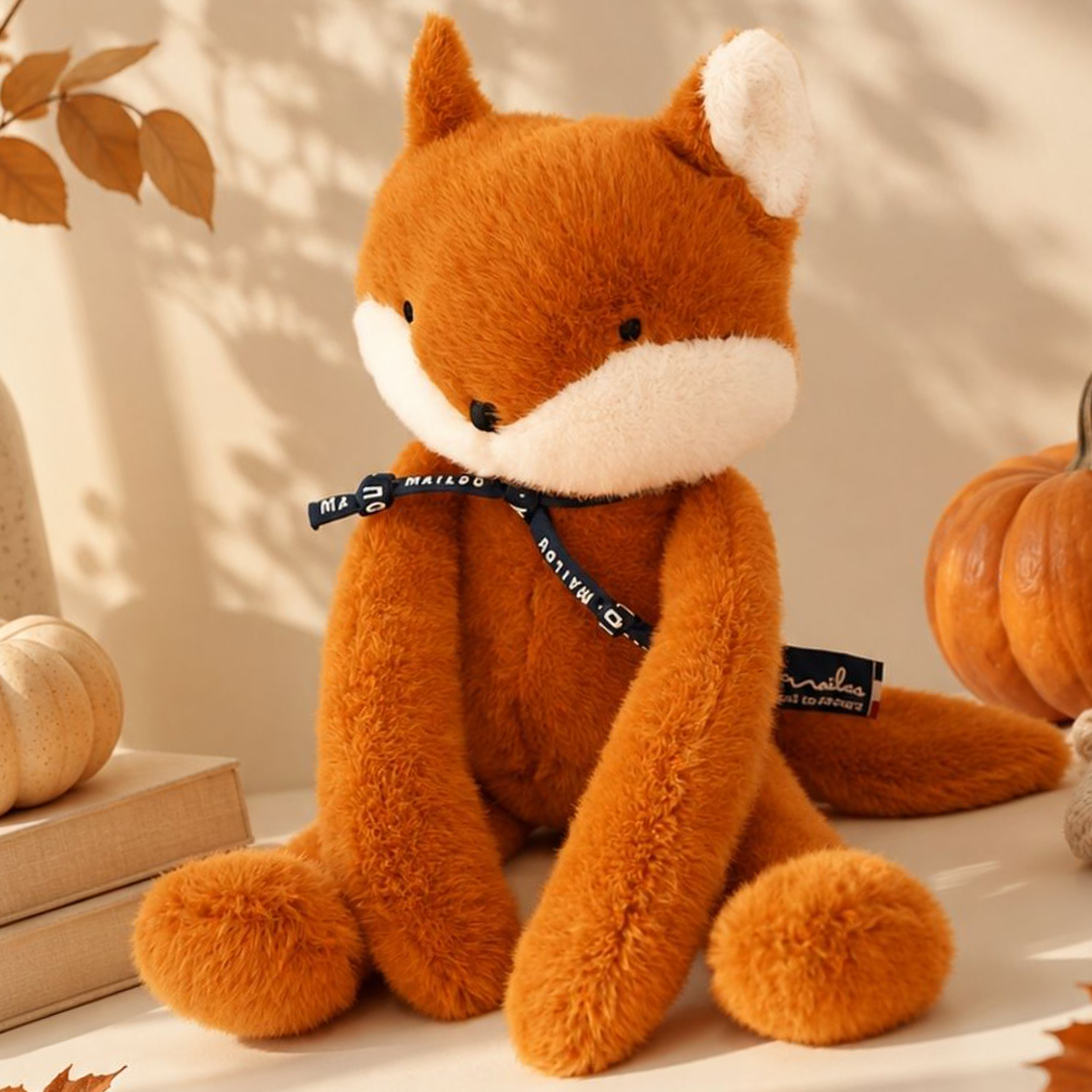 Peluche renard fauve Méloé ambiance automne
