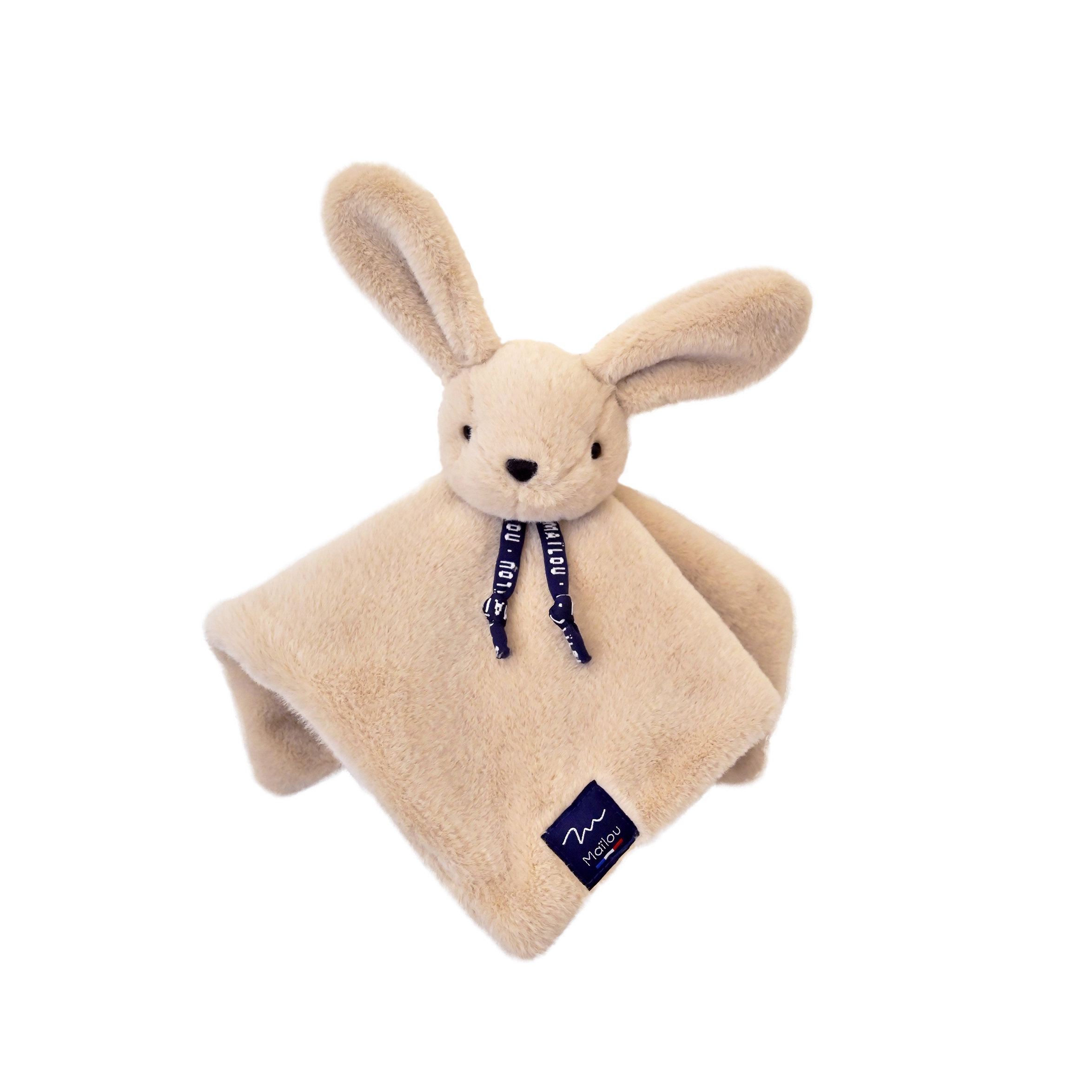Doudou Lapin Plat Ivoire 27 cm fabriqué en France