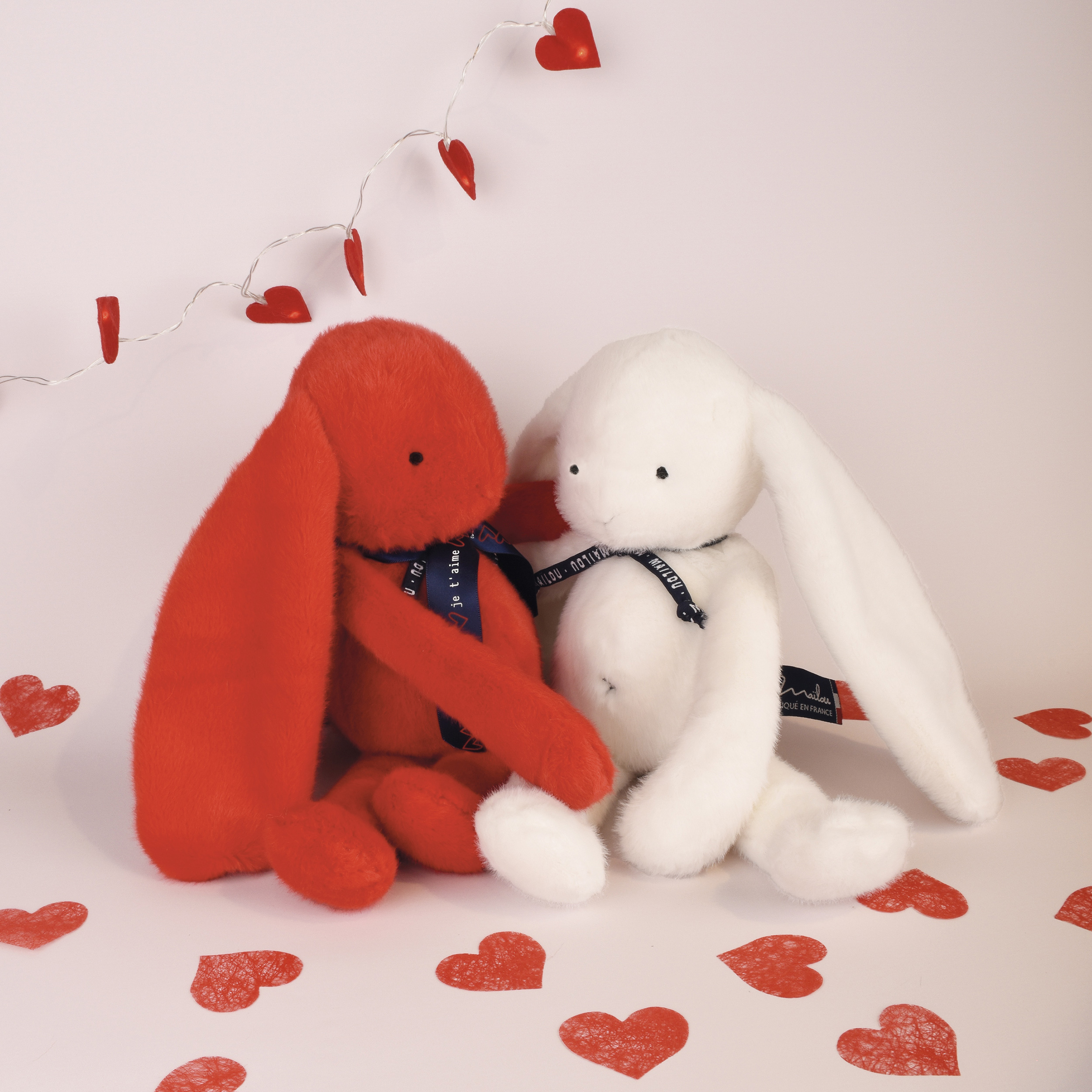 Duo St valentin peluches lapin