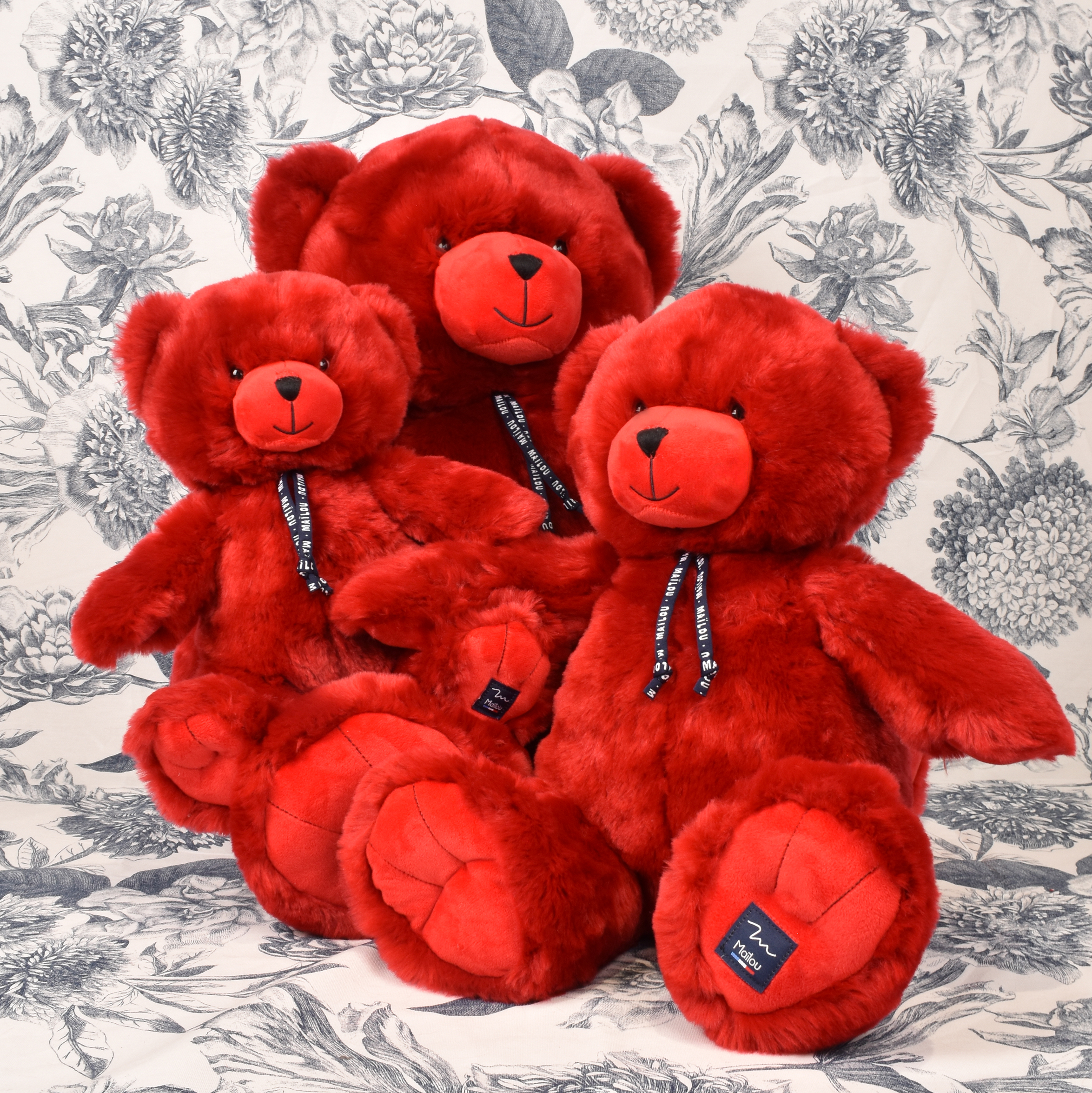 Peluche L'ours Maïlou rouge Made in France