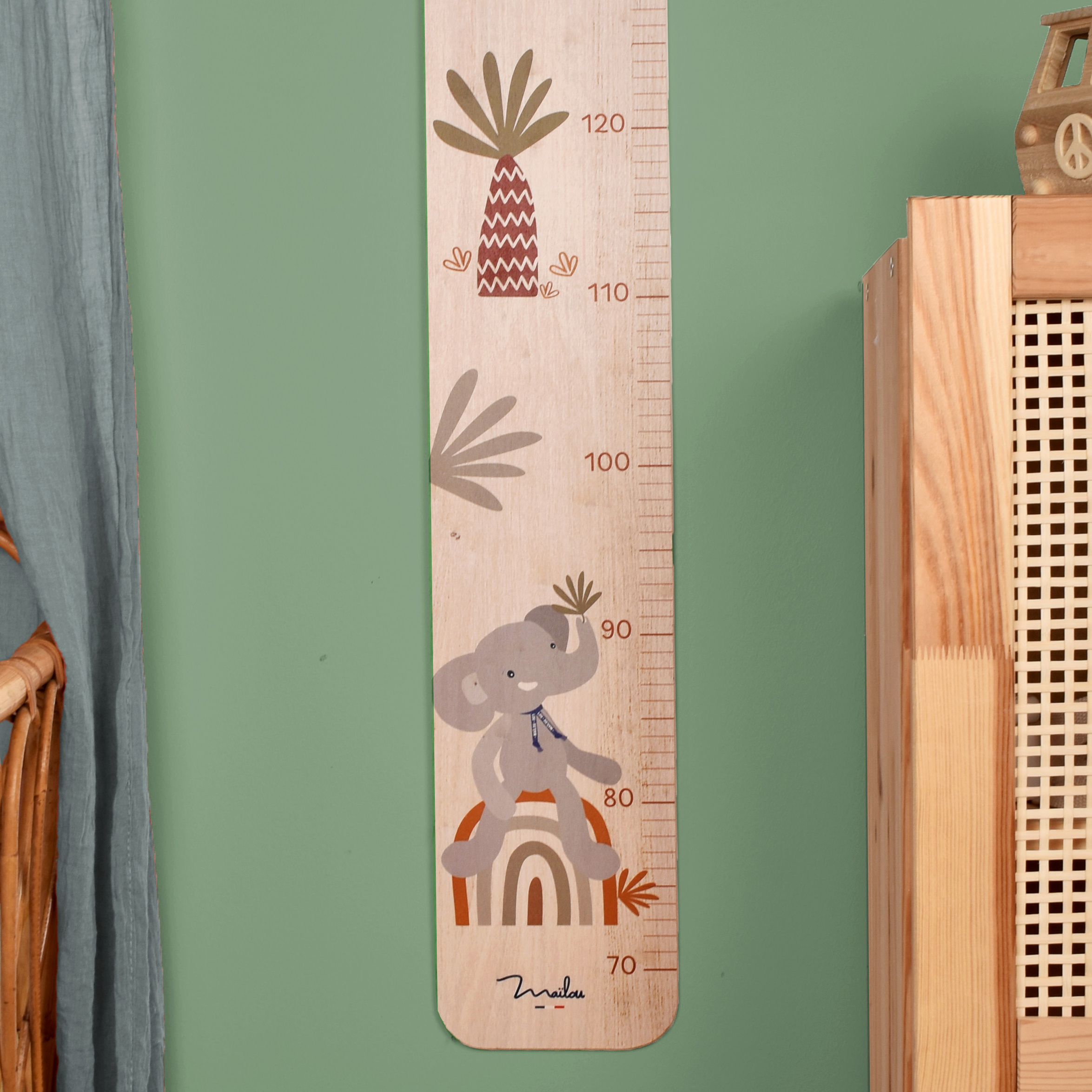 Toise bois Maïlou Éléphant jungle