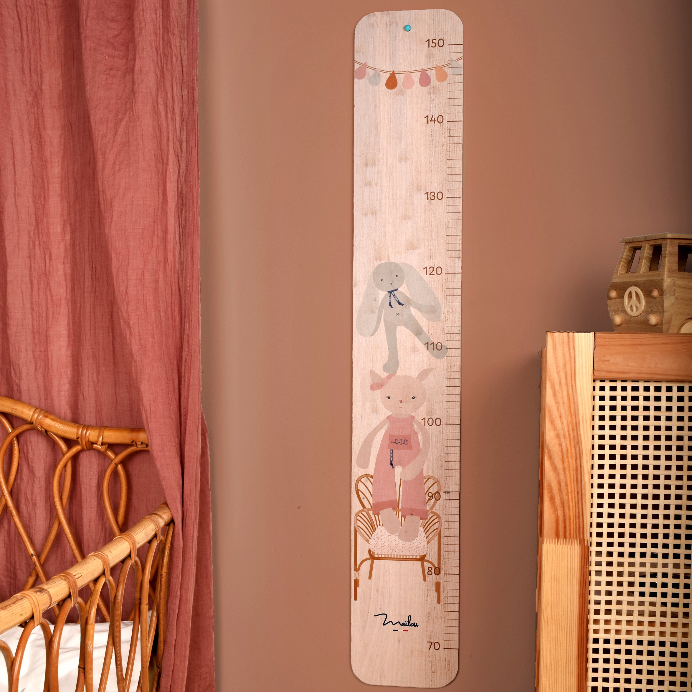 Toise Bois Souris Rose Maïlou