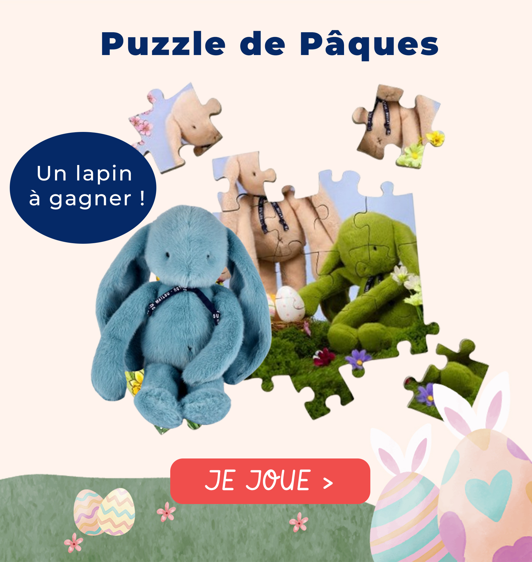 POP UP Jeu de pâques - un lapin en peluche à gagner